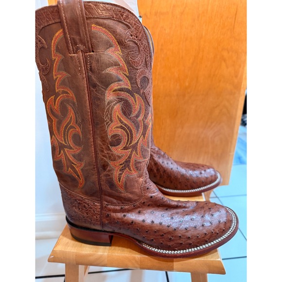 Vintage Justin Full Quill Ostrich Boots Sz 10 EE - Picture 14 of 16